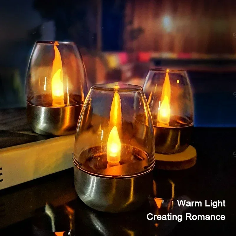 Outdoor Lighting Under Pergola - LED 태양 양초 빛 Flameless 충전식