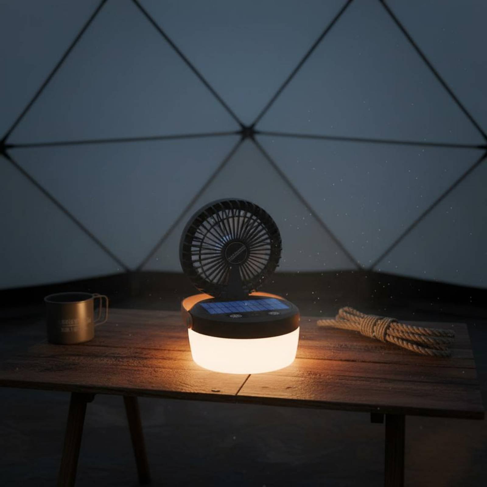 Hanging Outdoor Lighting - 태양광 캠핑 팬 랜턴 접이식 디자인