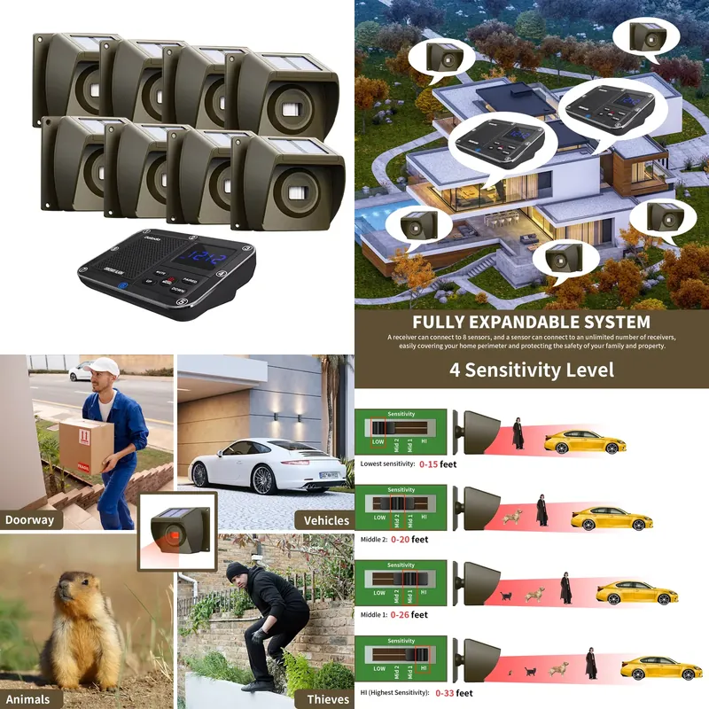 Motion Sensor Outdoor - 야외용 태양광 무선 차도 경보 시스템(PIR