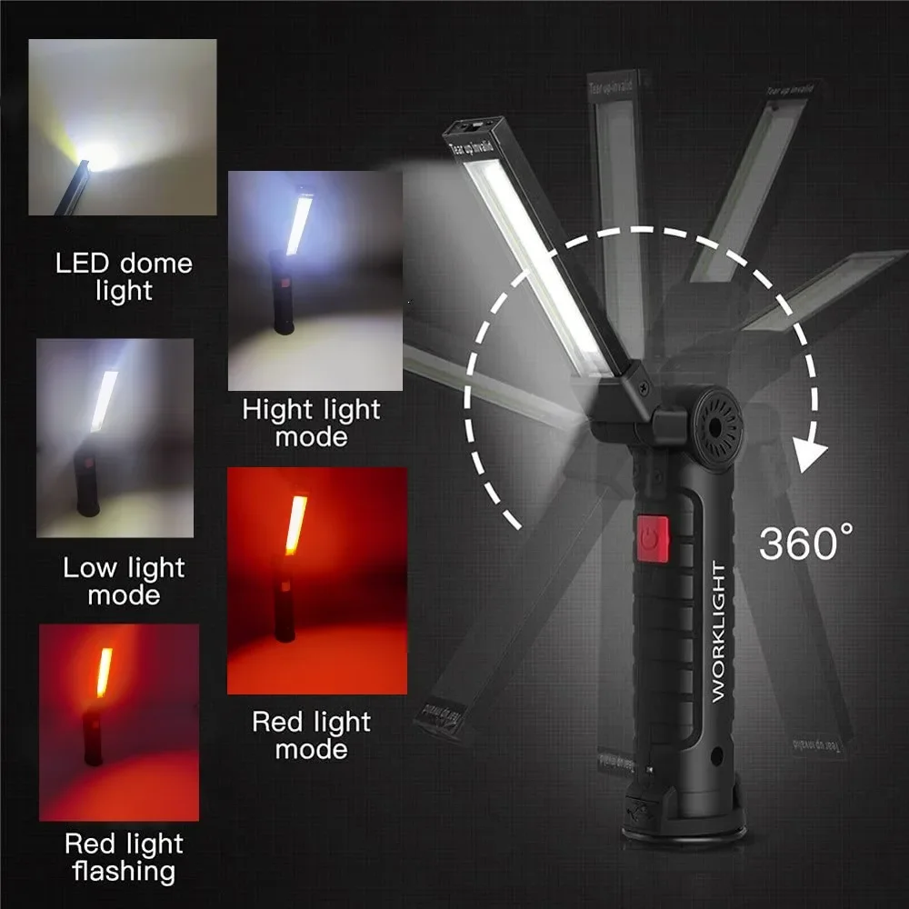 휴대용 COB LED 손전등 USB 충전식 작업 조명  - Hanging Outdoor Lighting 리뷰 및 가격