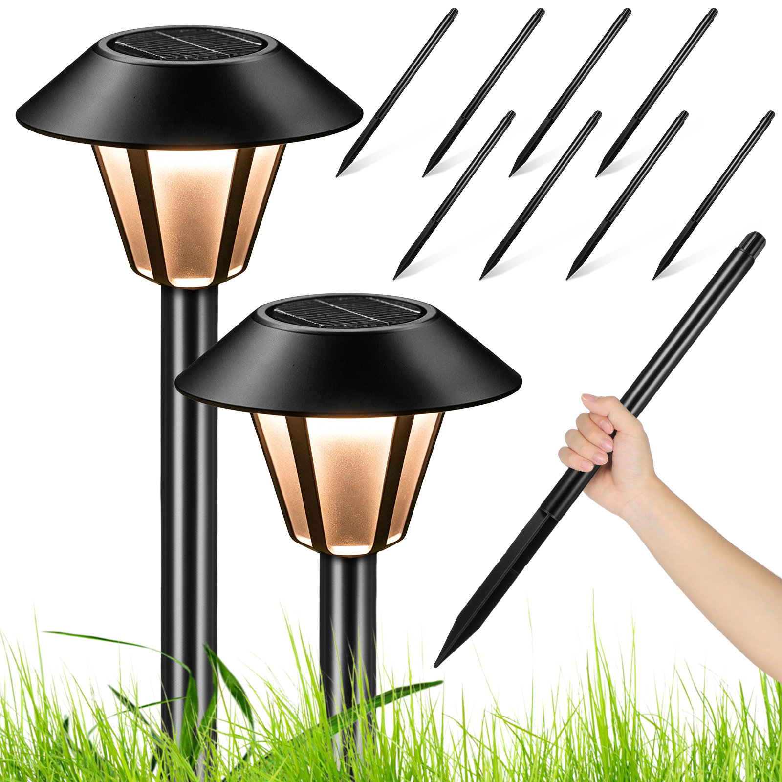 8세트 태양광 조명 스파이크 야외용 연장 플라스틱 지면 - Outdoor Lighting In Ground 리뷰 및 가격