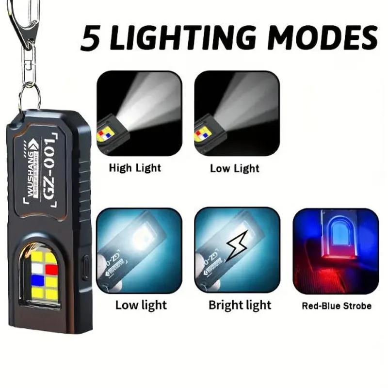 강력한 미니 COB LED 키체인 손전등 USB C 충 - Hanging Outdoor Lighting 리뷰 및 가격