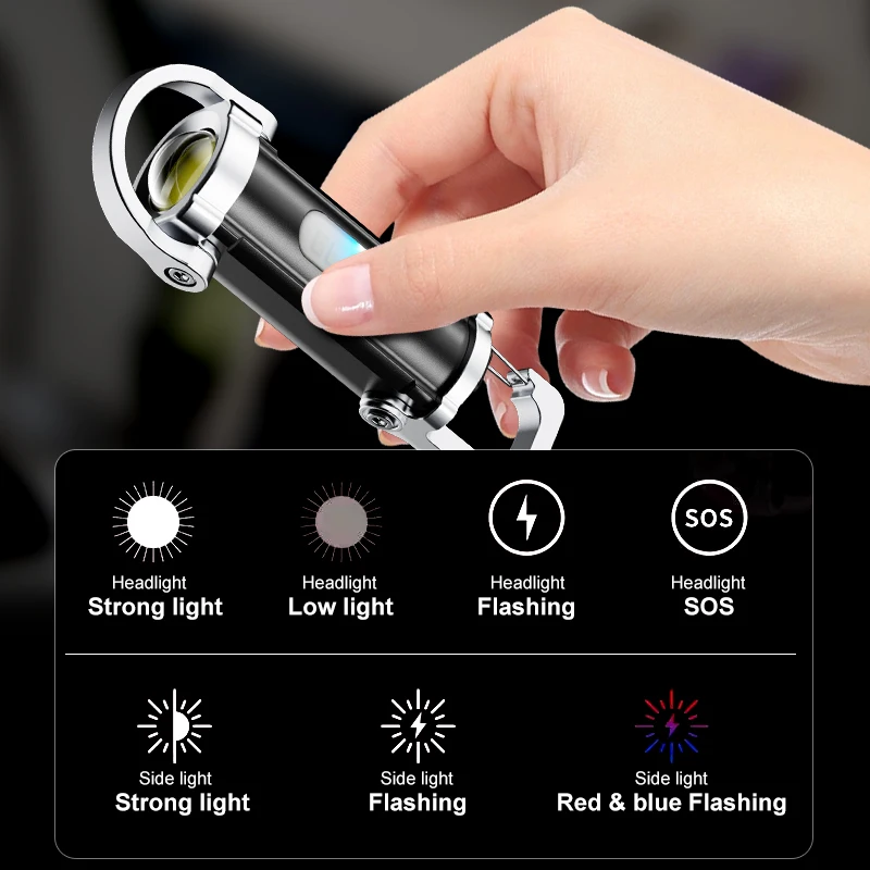 강력한 EDC LED 손전등 키체인 충전식 휴대용 손전 - Hanging Outdoor Lighting 리뷰 및 가격