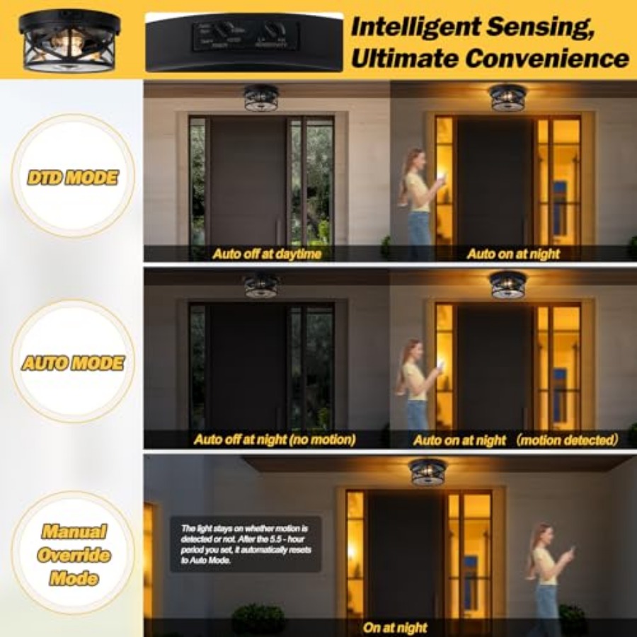 모션 센서 야외 천장 조명, 조절 가능한 블랙 플러시  - Motion Sensor Outdoor 리뷰 및 가격
