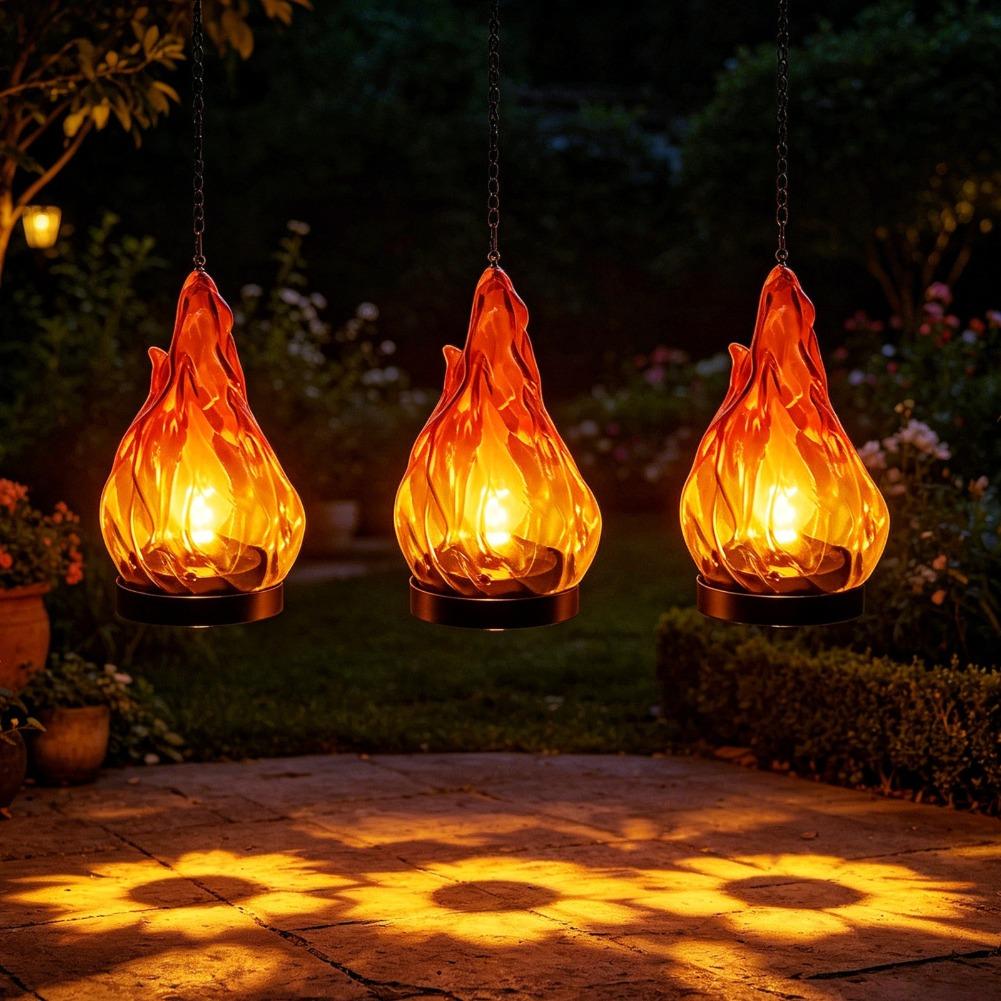 태양열 불꽃 모양 걸이형 랜턴 조명 IP65 방수 깜빡 - Hanging Outdoor Lighting 리뷰 및 가격