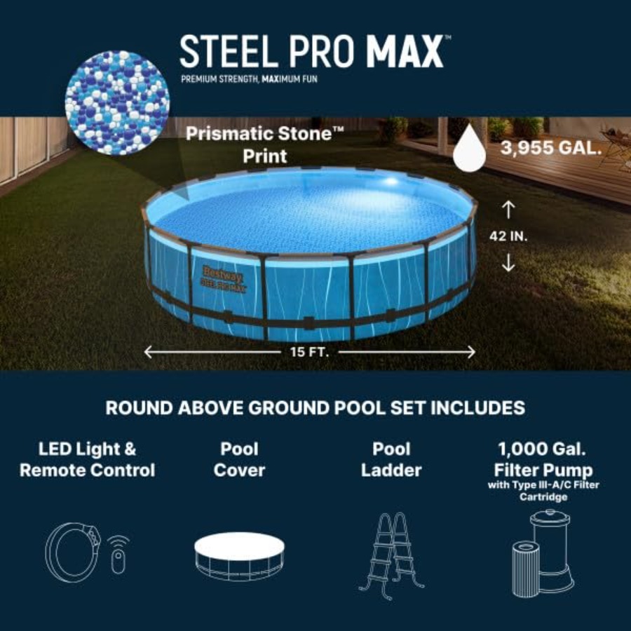 15피트 x 42인치 지상 수영장, 원형 금속 프레임  - Outdoor Lighting In Ground 리뷰 및 가격
