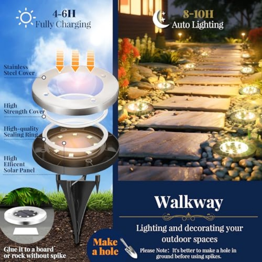 태양광 지상등 태양광 조명 야외 방수 8 LED 태양열 - Outdoor Lighting In Ground 리뷰 및 가격