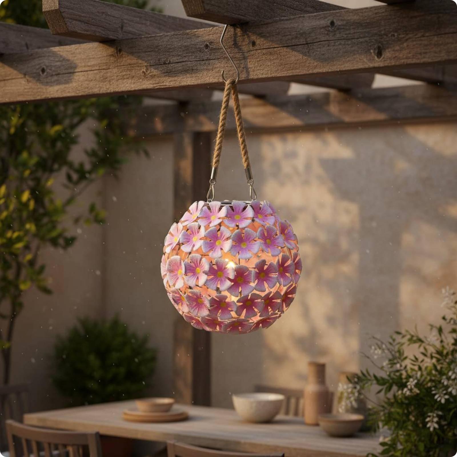태양광 구동 철제 꽃 모양 랜턴 LED 야외 장식 조명 - Hanging Outdoor Lighting 리뷰 및 가격